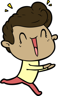 Orijinal çizgi film bir insan tarafından çizilmiş heyecanlı adam