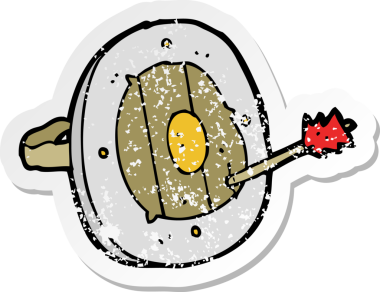 Orijinal gerilmiş çizgi film kalkanının oklu yapıştırması