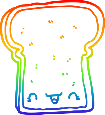 Orijinal gökkuşağı gradyan çizgi çizimi şirin bir ekmek diliminin