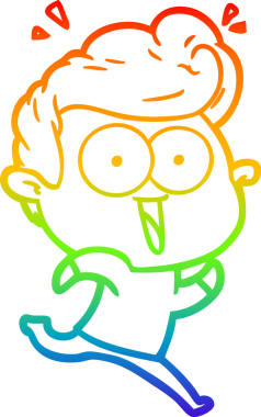 Orijinal gökkuşağı gradyan çizgi çizimi heyecanlı bir adam