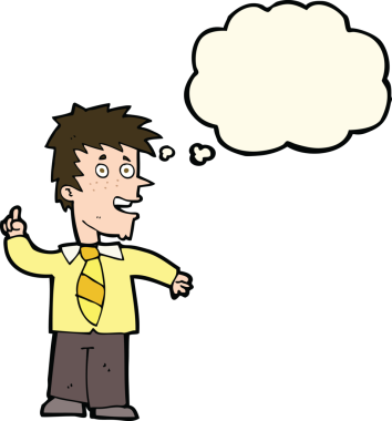 Düşünce baloncuklu orijinal çizgi film adamı