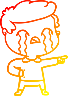 Orjinal sıcak çizgi film karakteri ağlayan bir adamın çizimi