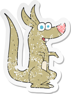 Orijinal gerilim dolu çizgi film kangurusu çıkartması.