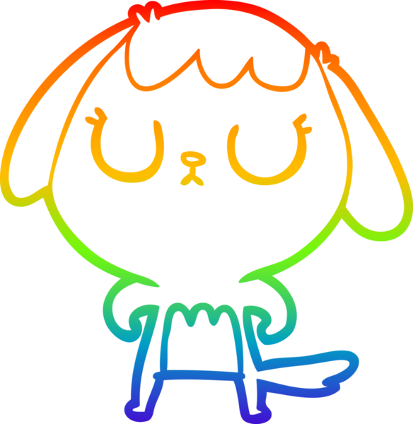 Orijinal gökkuşağı gradyan çizimi şirin bir çizgi köpek çizimi