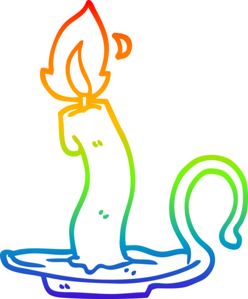 Orijinal gökkuşağı gradyan çizgi çizimi yanan bir mumun