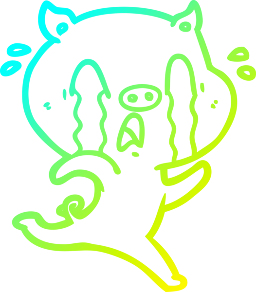 Ağlayan bir domuz çizgi filminin orijinal soğuk gradyan çizimi