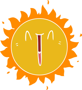 Orijinal mutlu düz renkli çizgi film güneşi