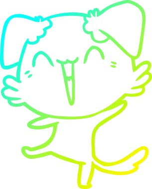 Mutlu küçük bir köpek çizgi filminin orjinal soğuk gradyan çizimi