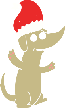 Orijinal şirin noel düz renkli çizgi film köpeği