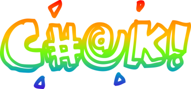 Orijinal gökkuşağı gradyan çizgi çizimi bir çizgi filmin küfür sözcüğü