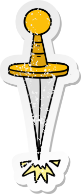 Orijinal el çizilmiş küçük bir hançerin karikatürü.