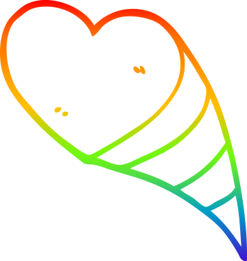 Orijinal gökkuşağı gradyan çizgi çizimi bir çizgi aşk kalpleri