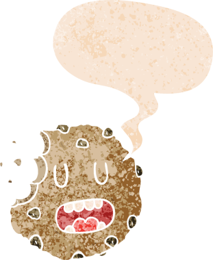 Konuşma balonlu orijinal çizgi film kurabiyesi grunge sıkıntı retro desenli stil