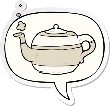 Konuşma balonu çıkartmalı orijinal çay demliği.
