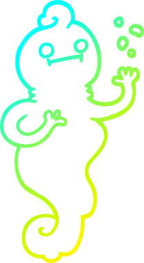 Orijinal soğuk eğimli çizgi film çizimi ürkütücü bir hayaletin