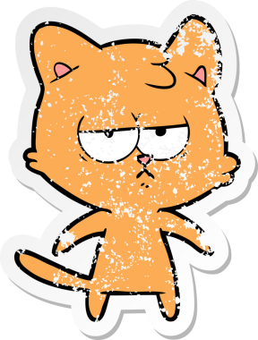 Sıkılmış çizgi film kedisinin orijinal sıkıntılı çıkartması.