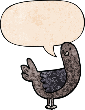 Konuşma baloncuğu olan orijinal çizgi film güvercini.