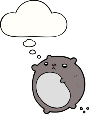 Düşünce baloncuklu orijinal çizgi film ayısı