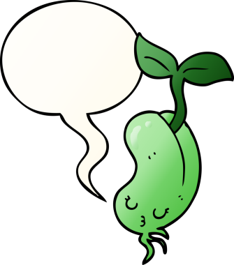 Özgün çizgi film filizlenen fasulye konuşma baloncuğu pürüzsüz gradyan tarzda