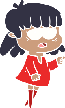 Orijinal düz renkli çizgi film yorgunu kadın.