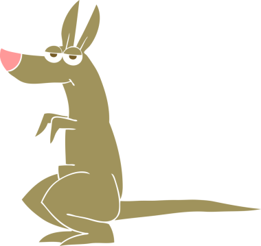 Kangurunun orijinal düz renk çizimi