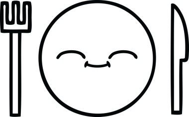 Orijinal çizim bir yemek tabağının karikatürü