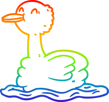 Yüzen bir ördeğin orjinal gökkuşağı gradyan çizimi