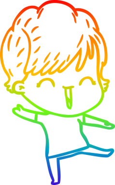 Orijinal gökkuşağı gradyan çizgi çizimi gülen bir kadının