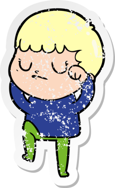 Huysuz bir çizgi filmin orijinal sıkıntılı çıkartması.