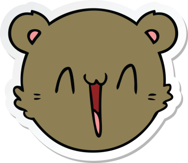 Oyuncak ayı suratlı şirin bir karikatür çıkartması.