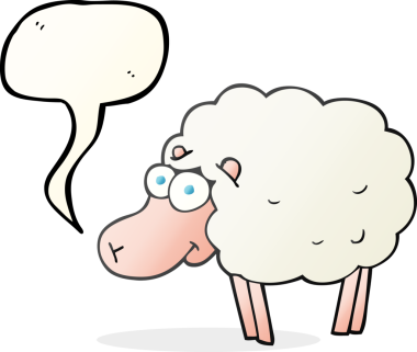 Orijinal el yazısıyla çizilmiş konuşma balonu karikatürü koyunu