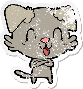 Gülen çizgi film köpeğinin orijinal kederli çıkartması.