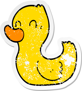 Çizgi film ördeğinin orijinal üzgün çıkartması.