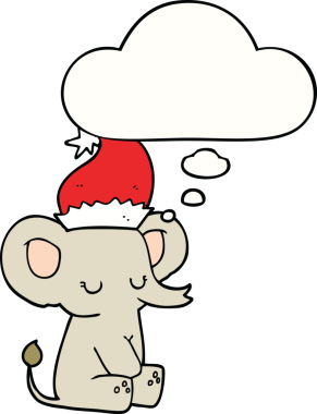 Düşünce baloncuklu orijinal Noel fili