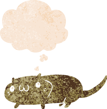 Düşünce baloncuklu orijinal çizgi film kedisi grunge sıkıntı retro desenli tarzı