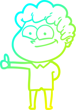 Mutlu bir çizgi film karakterinin orjinal soğuk gradyan çizimi.