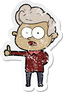 Çizgi film karakterinin kederli orijinal çıkartması.