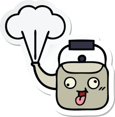 Tatlı, dumanı tüten bir çizgi filmin orijinal çıkartması.