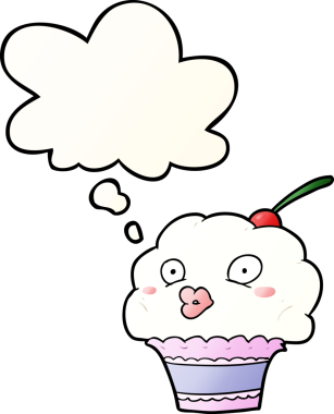 Düz eğimli düşünce baloncuklu orijinal çizgi film keki