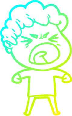 Öfkeli bir çizgi film karakterinin orjinal soğuk eğim çizimi.