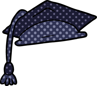 Bir insan tarafından çizilmiş orijinal çizgi film mezuniyet şapkası.