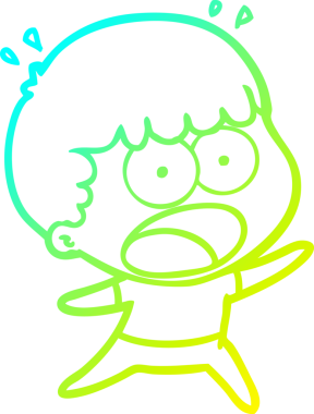 Bir çizgi filmin orijinal soğuk gradyan çizimi şok edici bir adam.