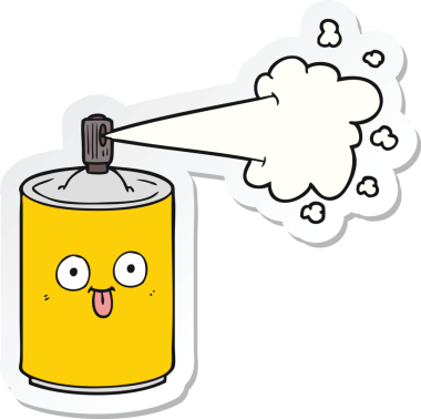 Çizgi film spreyinin orijinal çıkartması.