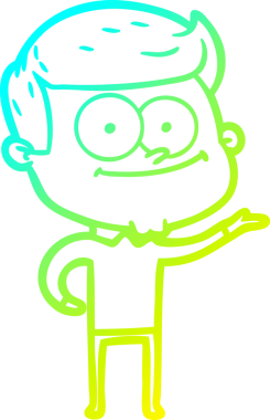 Mutlu bir çizgi film karakterinin orjinal soğuk gradyan çizimi.