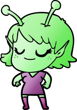 Orijinal gülümseyen uzaylı kız çizgi filmi