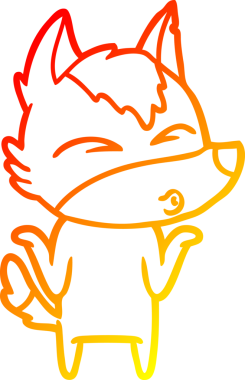 Çizgi film kurdunun omuzlarını silkeleyen orjinal sıcak çizgi çizimi