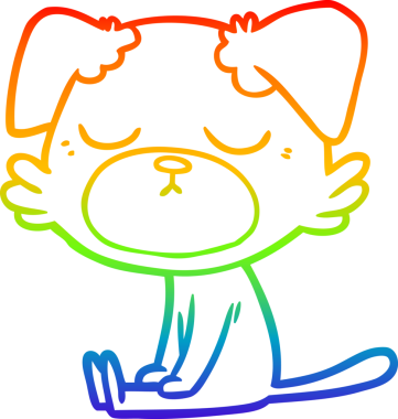 Orijinal gökkuşağı gradyan çizimi şirin bir çizgi köpek çizimi