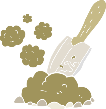 Toprağı kazmanın orijinal düz renk çizimi