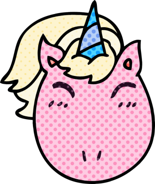 Orijinal çizgi roman tarzı tek boynuzlu at.