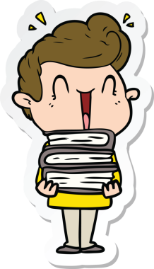 Orijinal bir karikatür çıkartması Heyecanlı Adam